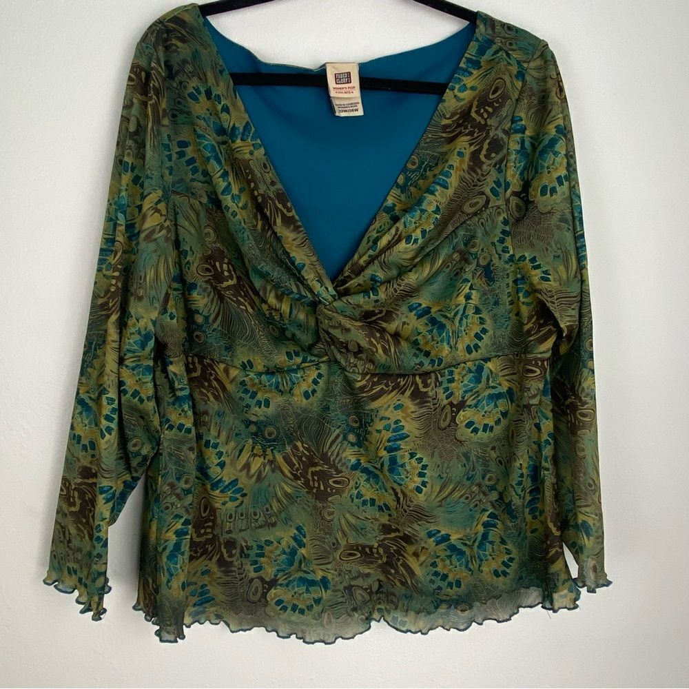 Vintage 70s Y2K Sheer Babydoll Top Size 22W/24W Boho Hippie Gypsy Artsy Festival